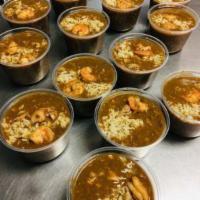 Seafood Gumbo  · 16 ounce cup of Cajun gumbo (shrimp, crab meat, chicken and pork sausage) served with cracke...
