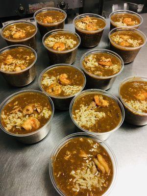Seafood Gumbo  · 16 ounce cup of Cajun gumbo (shrimp, crab meat, chicken and pork sausage) served with crackers or white bread