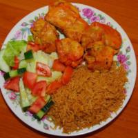 4. Bone-In Chicken Kabob · Pieces of bone-in chicken, marinated in special spices and herbs, broiled on skewers over ch...