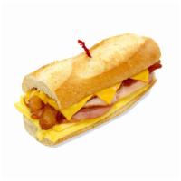82. Ham, Bacon, Egg and Cheese Baguette · 