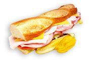 23. Ham, Turkey & Cheese Baguette Sandwich · Served on a 10