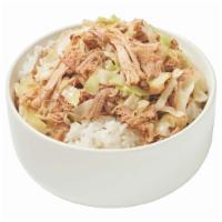 Kalua Pork Bowl · Includes steamed rice and steamed vegetables.