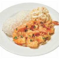 Garlic Shrimp · Regular includes 8 pieces of garlic shrimp, 2 scoops of rice, and 1 scoop of mac salad. 
Min...