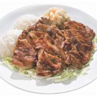 Regular BBQ Chicken Plate  · Comes with 2 scoops of rice and choice of side.