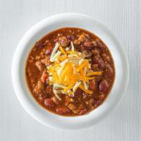 House Chili · Our hearty beef and red bean chili is topped with shredded cheddar jack cheese. (380 cal.)