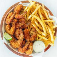 Fried Shrimp Basket · Ten jumbo shrimp are breaded and fried to golden, crispy perfection, served alongside natura...