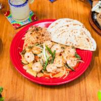 Spicy Cantina Camarones  · Shrimp. 8 pieces tiger shrimp sauteed with pineapple in a coconut milk and santaka pepper sa...
