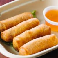 A3. Fried Spring Roll · Four pieces. Lightly crisp spring rolls stuffed with glass noodles, cabbages, carrots, onion...