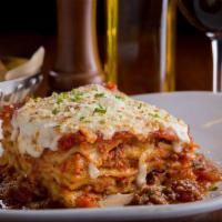 Lasagna · Homemade meat or vegan lasagna topped with our fresh marinara sauce and mozzarella cheese, b...