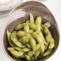 Edamame · Boiled and lightly salted soybeans. Vegetarian.