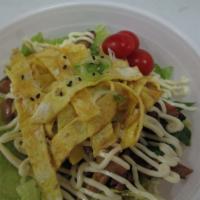 Chicken Mayo Rice Bowl · Grilled chicken with mayo and eggs on the lettuce & rice