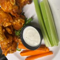 Wings  · 10 wings with your choice of flavor, Buffalo, Old Bay or sweet chili. Served with carrots, c...