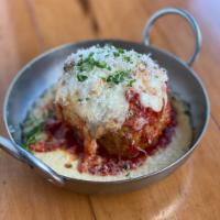 giant meatball · marinara + mozzarella + polenta
