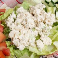 *Chicken Salad Plate · Four ounces of delicious house-made chicken salad on a large plate of green salad served wit...