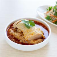 10. Steamed Chicken with Spicy Sesame Sauce · Cold dish. Hot and spicy.