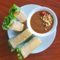 2A. Tofu Salad Rolls · (Orders of 4) Goi cuon chay. Rice paper rolls with tofu, vermicelli, bean sprouts, lettuce a...