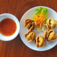 13A. Crab Rangoon · Hoanh thanh.  Crab meat and soft cream cheese wrapped in crispy wonton shell.