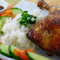 1C. Steam Rice with Roti Chicken · Com ga ro-ti.