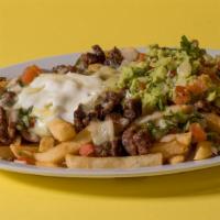 California Fries · French fries topped with carne asada melted cheese, pico de gallo, sour cream, and guacamole.