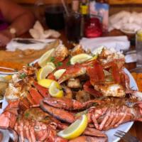 Lobster Lovers Feast · For 2. Two whole 2 1-1/2 lbs. lobsters, 1 cluster of snowlegs, 6 pieces of Sammy’s world fam...