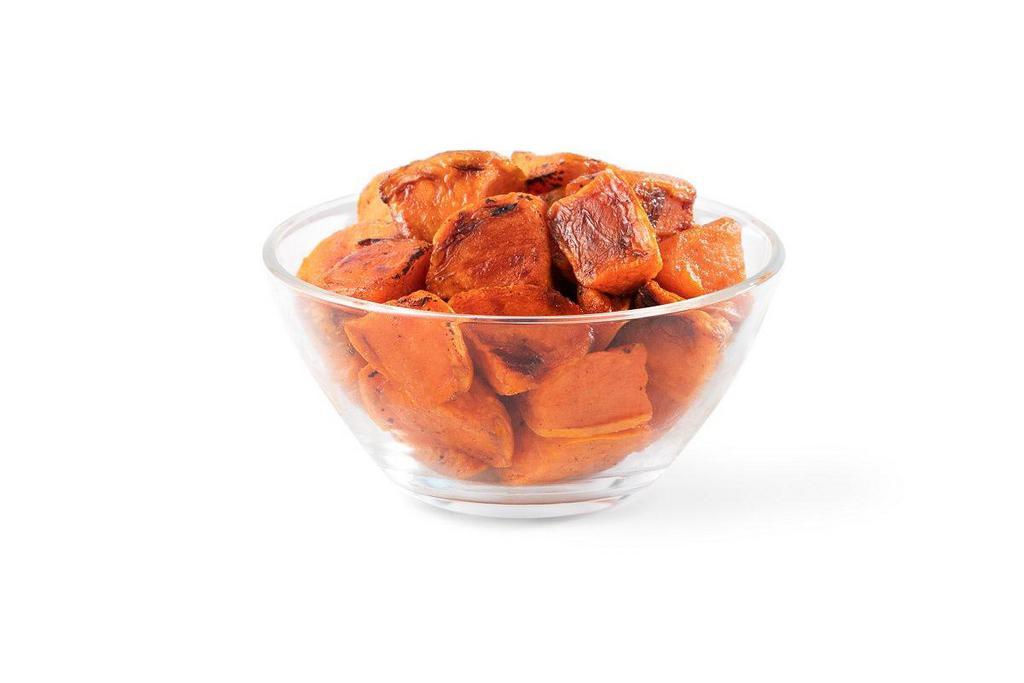 NEW! MAPLE KISSED SWEET POTATOES · maple glaze on roasted sweet potatoes (140 cal)
