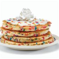 Cupcake Pancakes · Celebrate breakfast! Four fluffy buttermilk pancakes filled with festive rainbow sprinkles. ...