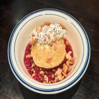 Tres Leches  · chiffon cake soaked in three milk + whipped cream + red berry compote + cinnamon almonds