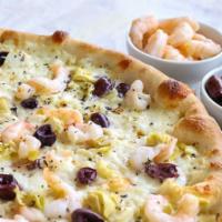 Small Mediterranean Shrimp Pie · shrimp, artichoke hearts, kalamata olives (may contain pits or pieces), fresh garlic, lemon ...