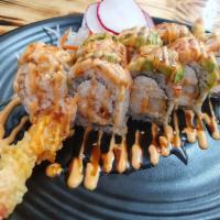 My girlfriend roll · In- shrimp tempura, crabmeat Out- sushi shrimp, avocado with spicy mayo, eel sauce