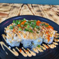 Volcano roll · In- crabmeat, cucumber, avocado Out- baked crabmeat/craw fish, masago with spicy mayo, eel s...