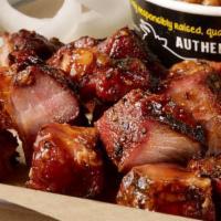 Pork Burnt Ends · Double smoked pork, tossed in our sweet barbecue sauce