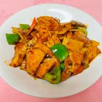 House Style Tofu · Pork. Carrot, bell pepper and bamboo shoot. Spicy.