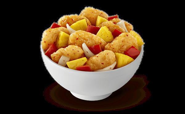 SweetFire Chicken Breast · Crispy, white-meat chicken, red bell peppers, onions and pineapples in a bright and sweet chili sauce. Spicy.