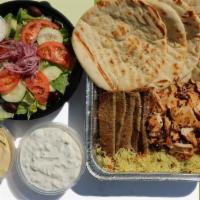 Rice & Protein Meal For 4 · Comes with: 
2 Pounds of Basmati Rice 
1 Pound of Your Protein of Choice 
4 Pitas 
1 Greek S...