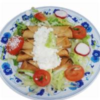 Flautas · 4 flautas served with your choice of meat, lettuce, tomato, avocado, and sour cream.