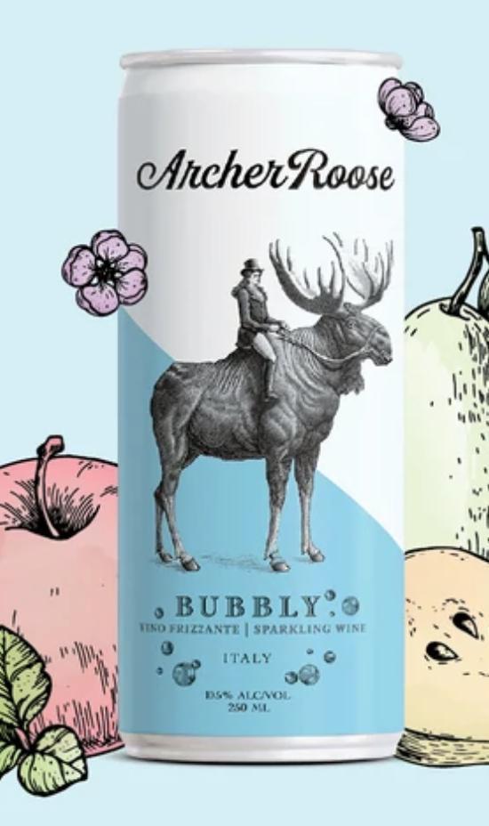 Archer Roose Bubbly Can · Crisp and dry. Fruit-forward notes of pear and apple. White flowers on the nose.
250ml can.
