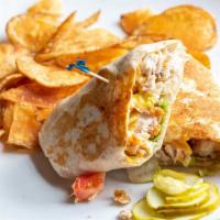 Chicken Honey Wrap · Chicken strips, American and Swiss cheese, lettuce, tomatoes and mayo.