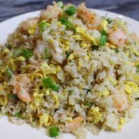 香蒜蝦炒飯 Shrimp & Minced Garlic Fried Rice · Shrimp, squid, fish, XO sauce. Spicy.