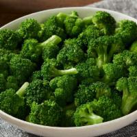 Family Size Steamed Broccoli  · Fresh broccoli florets steamed and lightly buttered. Serves up to 6.