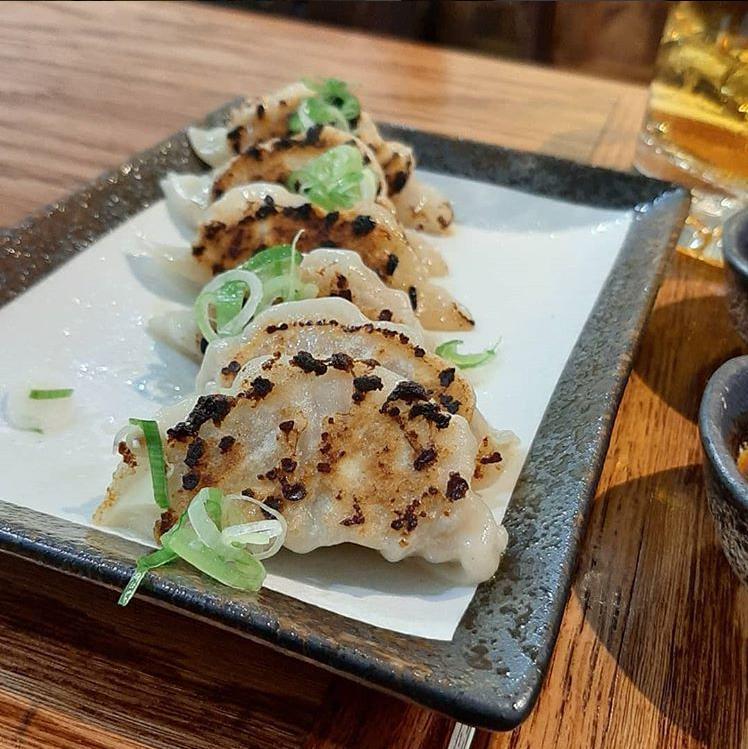 A9. Gyoza · House made dumplings filled with ground pork and various vegetables. Usually served as 5 pieces.