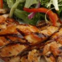 P11. Chicken Teriyaki Platter · Chicken tossed in teriyaki sauce served with rice and salad.