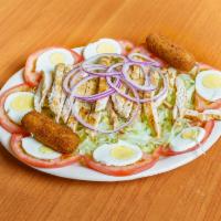 Chicken Salad · Chicken, lettuce, tomato, egg and 2 croquettes.