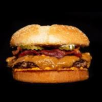 Pint-Size Peanut Butter Pickle Bacon Burger · 3 oz. patty and smaller bun. Peanut butter sauce, pickle, bacon, mayo, grilled onion and hou...