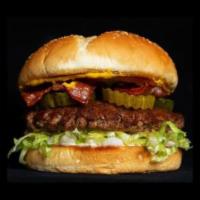 Pint-Size No Cheese Burger · 3 oz patty. Bacon, Bubbies Sweet Pickles, Mayo, Beaver Picnic Mustard, Lettuce & Onion. Ever...