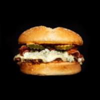 Teemah Burger Pint Size · 3 oz. patty and mini bun. Bacon, house sauce, bleu cheese fondue & crumbles, grilled onion &...