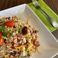 Nar's Fried Rice · Rice stir-fried with BBQ pork, Chinese sausage, peas, carrots and onions.