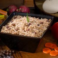 Rice and Peas · Seasoned with thyme, garlic, and a blend of spices, this pairs perfectly with our stews, oxt...