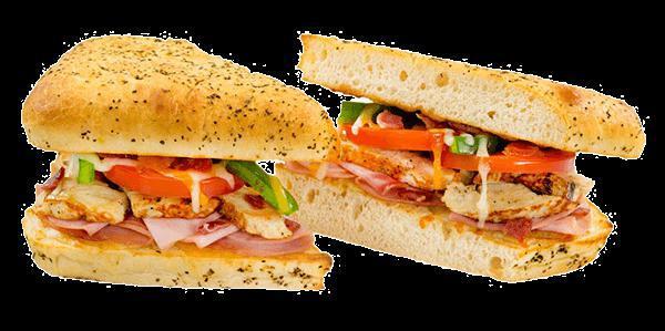 Country Ranch Sandwich · Grilled chicken breast, Canadian and smoked bacon, tomatoes, green peppers, Parmesan, and signature ranch sauce. Served on your choice of bread with a bag of potato chips.