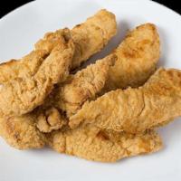 Chicken Tenders · 1/2 lb. of breaded grilled chicken breast. Includes choice of dipping sauce.