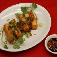 43. Fried Tofu with Spicy Teriyaki Sauce · 6 pieces tossed in spicy teriyaki sauce